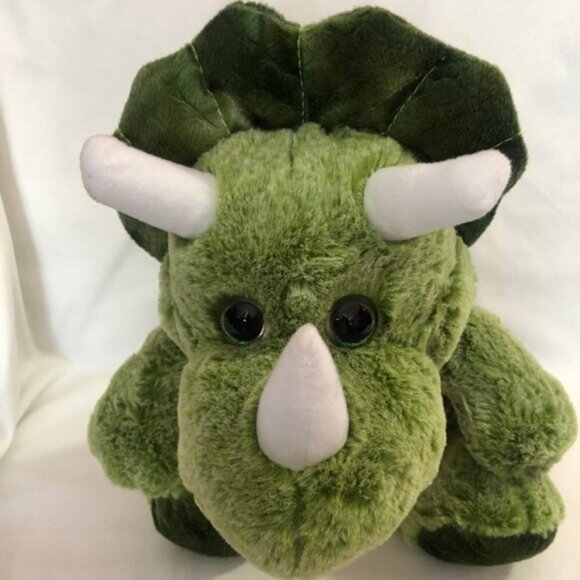 Kellytoy Green Triceratops Dinosaur Xtra Soft Luxe Fur Stuffed Plush Animal - Picture 3 of 13